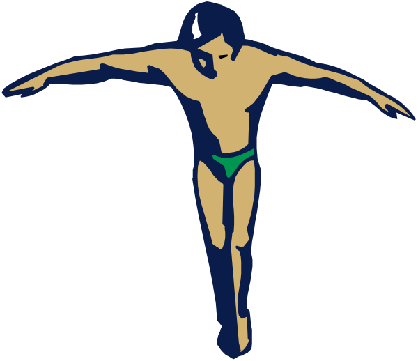 The image shows a black and white illustration of two male figures with their arms outstretched as if flying through space against an unadorned background.
