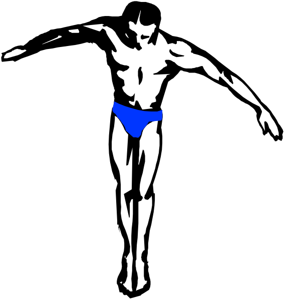 The black and white silhouette of a person doing gymnastics on two parallel bars with their arms outstretched in front of them.