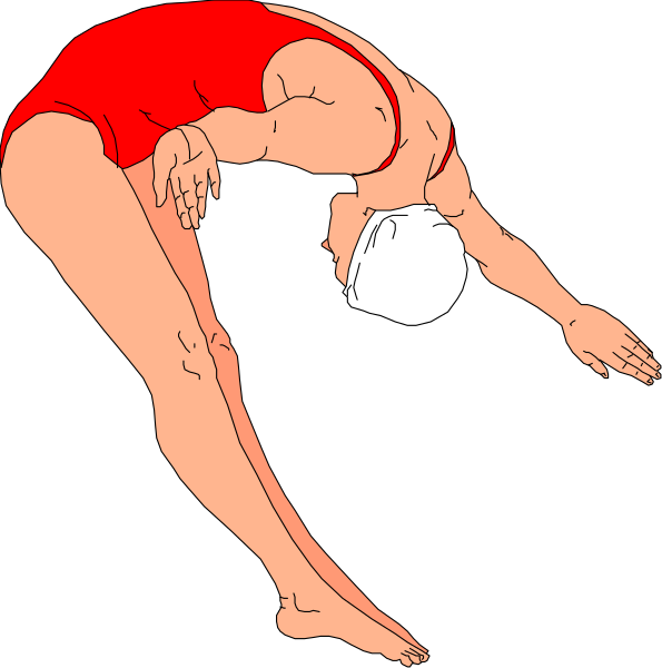 The image shows a sequence of two frames with an animated figure performing gymnastics moves: In frame 1, the person is in mid-air doing handstands; in frame 2, their arms and legs have straightened out as if completing or preparing for another move. Both images depict human figures against black backgrounds without any additional context provided by other elements within each image. The style of animation suggests a simplistic representation with minimal detailing the gymnast's attire or environment beyond what is necessary to convey their actions and position in space during these two moments captured