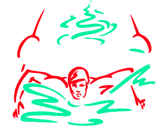 The image shows a person swimming underwater with green bubbles around them; there is no text present on this clip-art illustration.