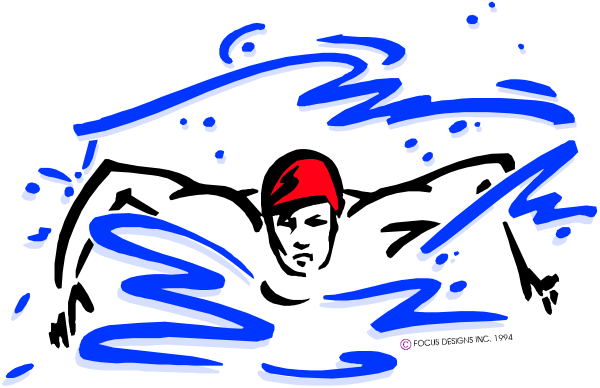 The image shows a person swimming underwater with bubbles around them; there is no text present on this clip-art picture.