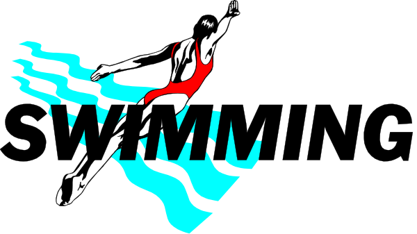 The image shows a cartoon of an athlete diving into water with ripples around them; it's set against a dark background that resembles nighttime sky.