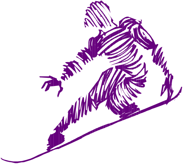 The black and white silhouette of a snowboarder performing tricks on a ramp with their arms outstretched for balance.