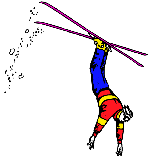 The image shows a cartoon of an acrobat performing on stage with their arms outstretched above them while balancing on one hand in front of a dark background.