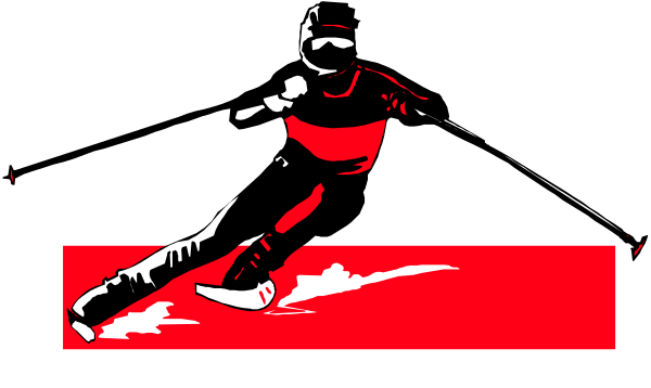 The black and white illustration shows a person playing ice hockey on an indoor rink with red flooring; there is no text present in this image.