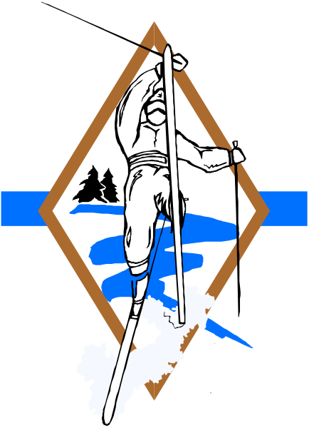 The image shows a black and white illustration of an emblem with two crossed swords on either side, each adorned by what appears to be a shield-like design at their intersection; in between these symbols is a figure that seems like it could represent a person or character holding up one hand. Above the central figure are three stars arranged vertically and below them is an emblem with two crossed swords again on either side, each adorned by what appears to be shield-like designs at their intersection; in between these symbols there's another smaller illustration of a person