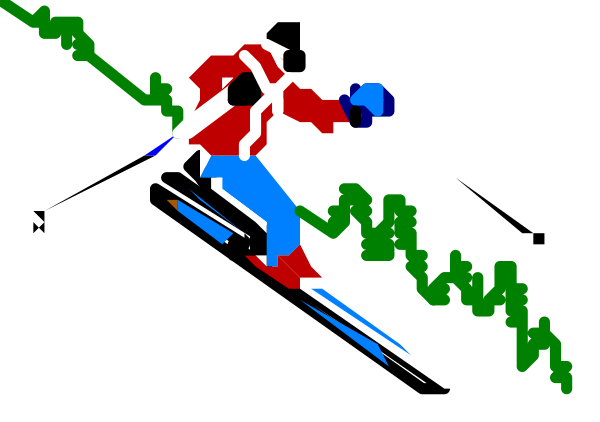 The image shows a pixelated graphic of an animated character running with their arms outstretched on what appears to be a track or pathway against a dark background.