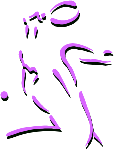 The image shows a purple silhouette of an athlete playing tennis on what appears to be a black background with white lines indicating boundaries for play.