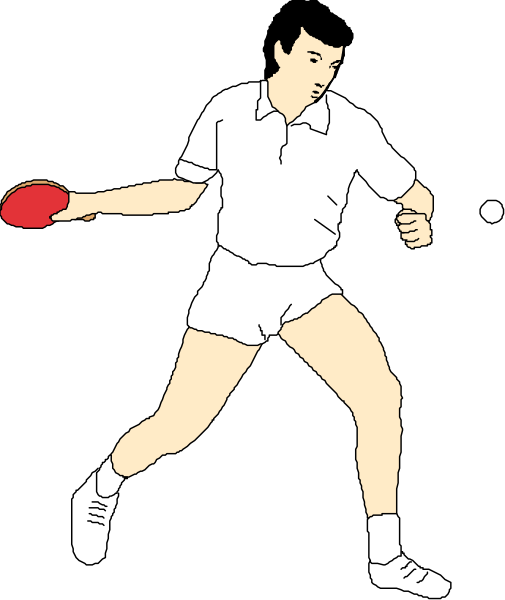 The image shows a cartoon of an animated male tennis player holding a racket on what appears to be a court with lines indicating boundaries for play.