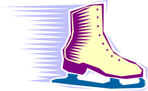The image shows a single roller skate with purple wheels on it against a black background.