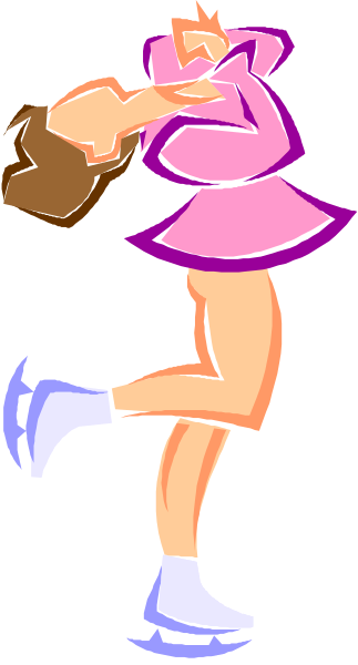 The image shows a cartoon of two animated characters dancing together; both have skates on their feet with wheels visible beneath them.