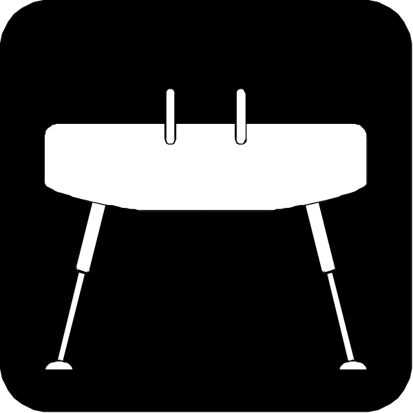 The black and white illustration shows a table with two legs standing on it against an unseen background.