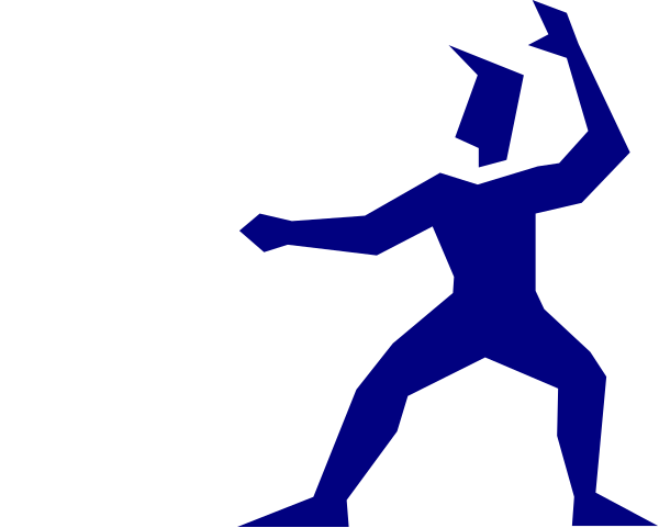 The image shows a black silhouette of an athlete on a blue background with white lines indicating motion blur around them.