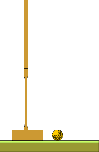 The image shows a golf ball on top of a tee with two poles behind it against an abstract background that resembles a night sky filled with stars.