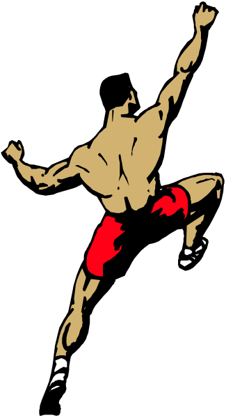 The black and white silhouette of a man performing an acrobatic move on what appears to be a skateboard in mid-air against a dark background with no other objects present.