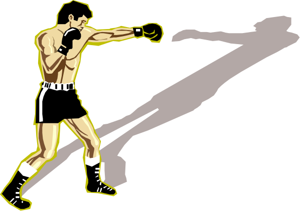 The image shows two pixelated boxers facing each other with a punching motion effect between them on what appears to be an arcade-style game screen.