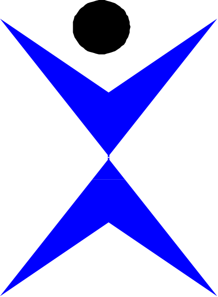 The image shows a blue cross on top of an X with two lines intersecting at right angles against a black background.