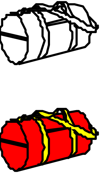 The image shows a red shoe with yellow laces on it against a black background.