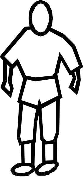 The black and white silhouette of a person standing on top of another figure that appears to be lying down with their legs bent at the knees in front of them.