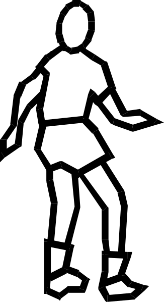 The black and white silhouette of a person playing basketball on an outdoor court with no visible textures to indicate surface details like grass or pavement.
