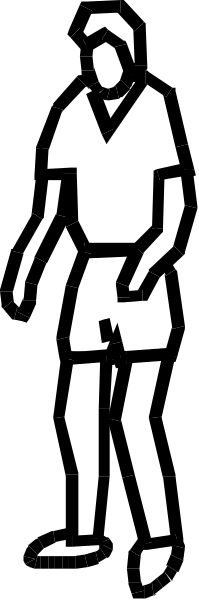 The black and white silhouette of a person walking away from another figure who is standing still with their arms outstretched in front of them against an indistinct background.