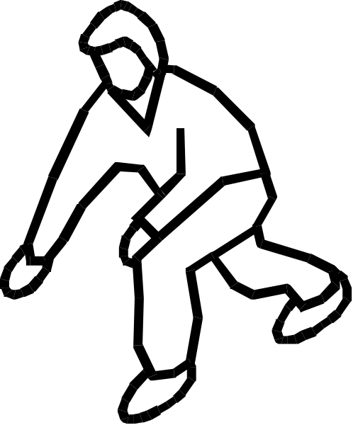 The black and white silhouette of a person playing tennis on an outdoor court with lines marking boundaries.