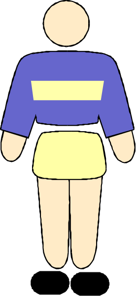 The image shows a stylized icon of an individual standing next to what appears to be a line on a floor with their back facing forward; there is no additional context provided about objects, people, animals, actions, and setting in this small clip-art image.