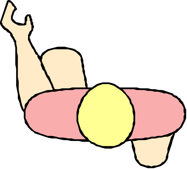 The image shows a cartoon of an adult lying on their back with hands clasped together above them while wearing pink pants, appearing to be in distress as if falling from something high up.