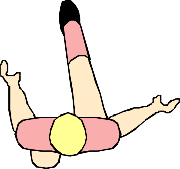 The image shows a cartoon of an acrobat performing on stage with their hands above them to balance while upside down in mid-air.