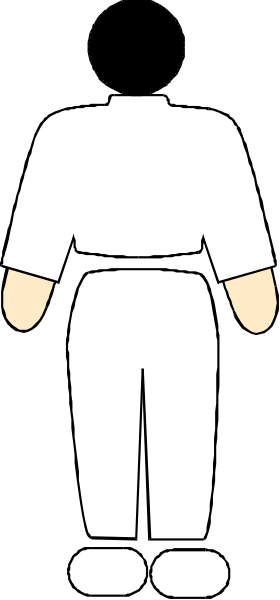 The image shows a pixelated figure of an adult male dressed as a sumo wrestler standing on what appears to be a sidewalk next to a building with black trimming around windows.