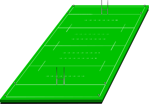 The image shows a green tennis court with white lines marking boundaries for play.