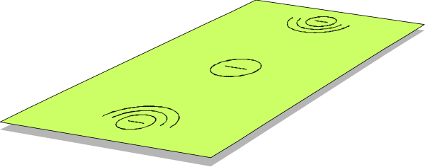The image shows a black background with two yellow circles on it; there's no text present.