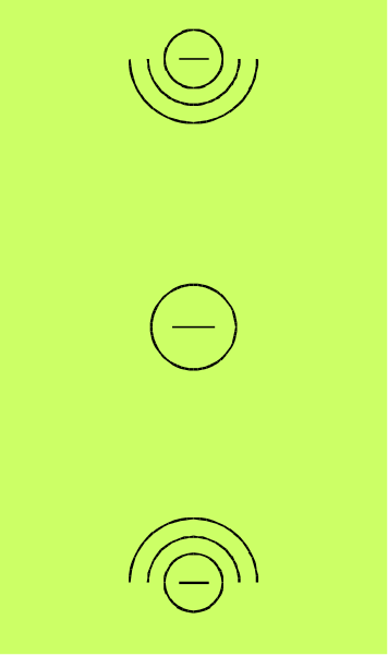 The image shows a gray background with three yellow circles arranged vertically on top of each other at different heights from left to right; there is no text present in this clip-art image.