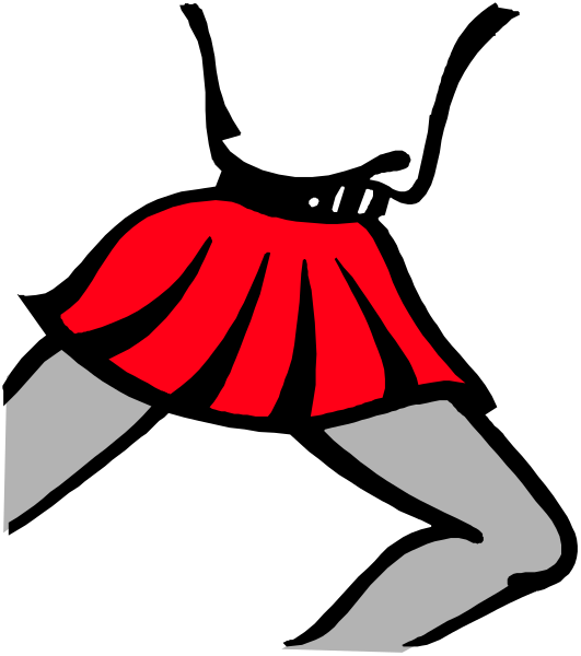 The image shows a cartoon of an animated female character with red hair wearing a black top and skirt, standing on her head in front of what appears to be a gray background.
