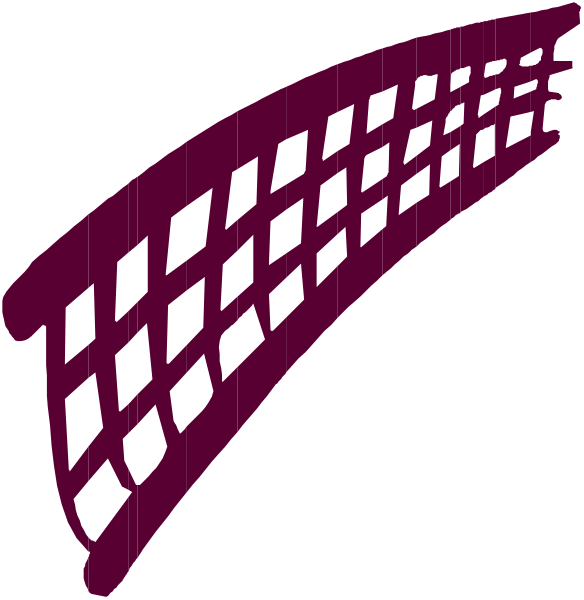 The image shows a black silhouette of an open umbrella with white lines forming its structure against a dark background on top left corner; below it is another similar but smaller depiction in purple coloring, also showing only outlines without any shading or detail to indicate depth or texture.