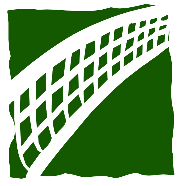 The image shows a black and white illustration of two different net designs: on top is an overhead view of what appears to be a tennis racket with strings forming a diamond pattern; below it is another design that looks like a hockey stick, also in monochrome but without any visible text or additional context.