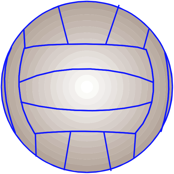 The image shows a volleyball with two different views: front view (top) and side view (bottom).