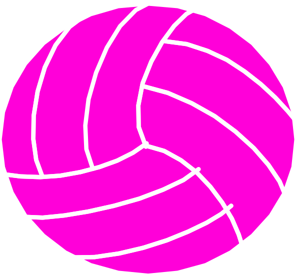 The image shows a pink volleyball with white lines indicating its netting pattern against a black background.