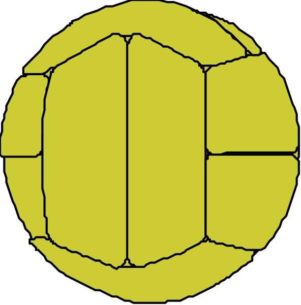The images show two different views of a yellow soccer ball with black pentagons on its surface against contrasting backgrounds: one is from above looking down at it while another shows an angled view to give depth perception, both set in white space without any additional context or objects present.