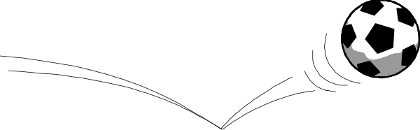 The image shows a soccer ball on top of an object that resembles a black banner with white text at its bottom edge; there is no visible action taking place in this still frame.