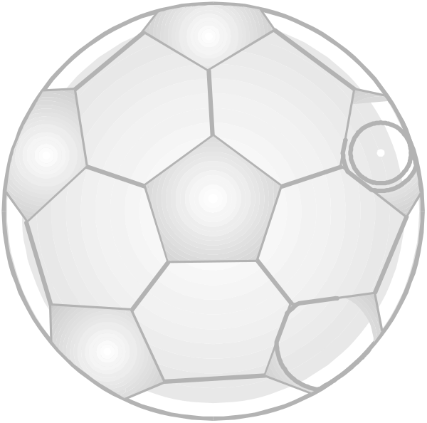 The image shows two soccer balls with a circular pattern between them against a black background.