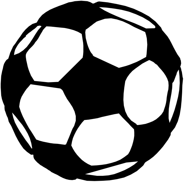 The black and white silhouette of a soccer ball with hexagons on it against a dark background.