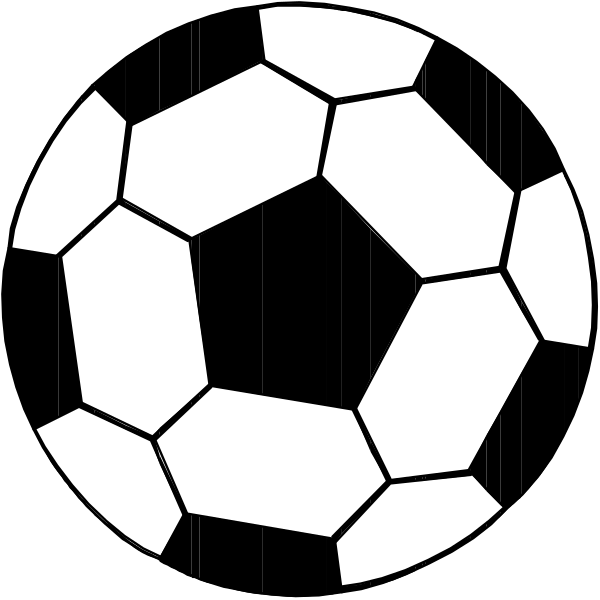 The image shows a black and white illustration of soccer balls with hexagonal patterns forming an interconnected structure resembling a honeycomb pattern against a dark background.