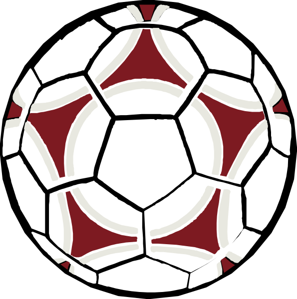 The image shows two soccer balls with a red cross design on them against black backgrounds; there is no action depicted as it's just an illustration of sports equipment without any context for activity taking place around it.