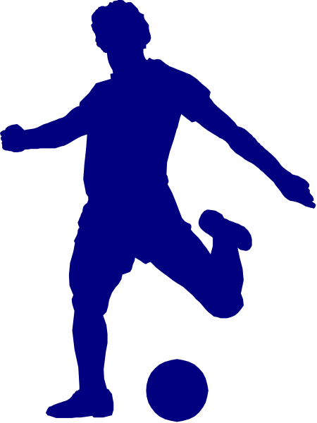 The image shows a silhouette of an athlete playing soccer with a ball on what appears to be a field at nighttime under clear skies.