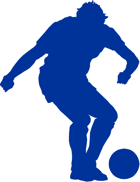 The image shows a silhouette of an athlete playing soccer with a ball on what appears to be a field during daylight hours.