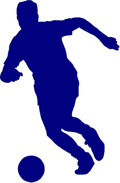 The image shows a black silhouette of an athlete running on what appears to be a track with blue backgrounds in each corner.