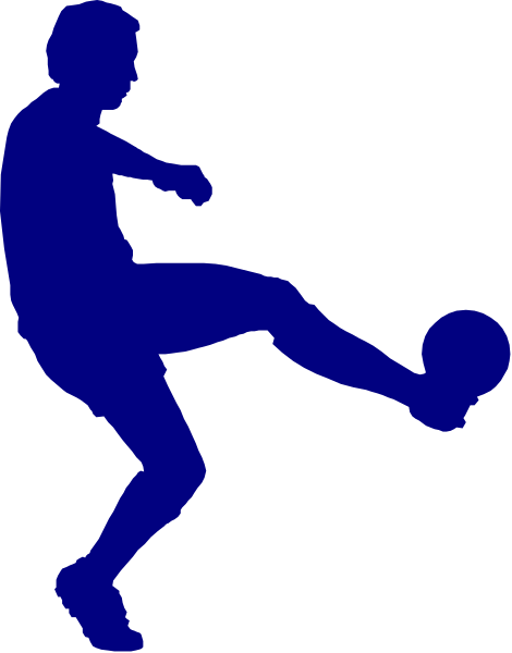 The image shows a soccer player kicking a ball on top of a wall with black stripes against a white background.