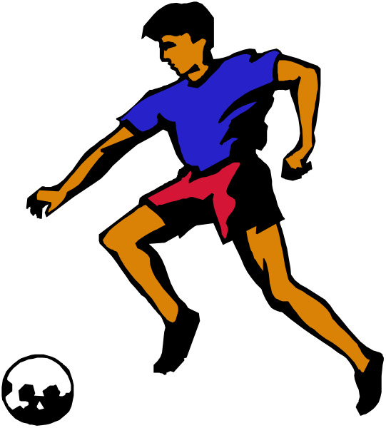 The image shows a black silhouette of an athlete playing soccer with a ball on what appears to be a gray background.