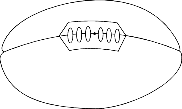 The black and white illustration shows a football with two eyes drawn on it to resemble an animal's face looking at another object that has been edited into its body shape but is otherwise indistinguishable, set against a plain background without any additional context or setting provided in the image itself.